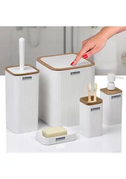 Okyanus Home Banyo Setleri Karşılaştırması: Kare Mermer Desenli ve Mina Due Beyaz Çizgili 2