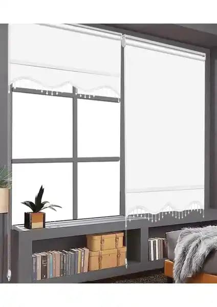 Stor perde karşılaştırması: Binbir Perde Boncuklu Beyaz ve Givayo Etek Dilimli Ekru Perde