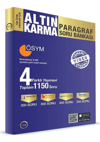 Altın Karma Yayınları Paragraf Soru Bankası 1150 Soru ile Sınava Etkili Hazırlık Kaynağı