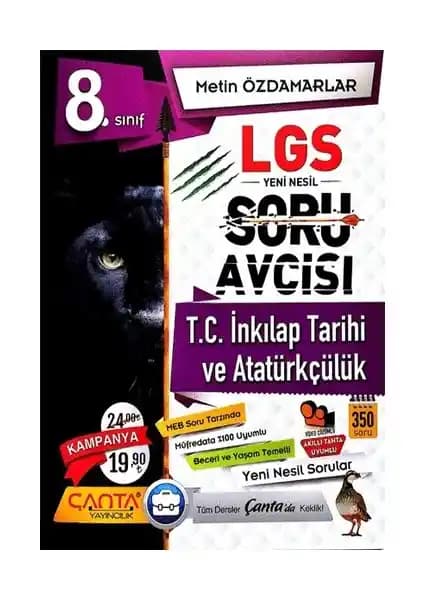 Çanta Yayınları 8. Sınıf LGS İnkılap Tarihi ve Atatürkçülük Soru Avcısı Çalışma Kitabı