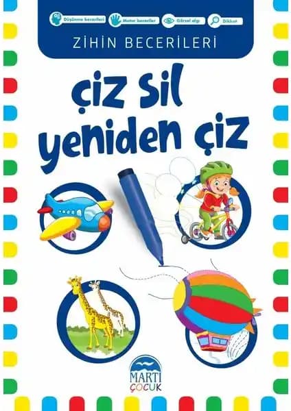 Çocukların Motor ve Zihinsel Gelişimine Katkı Sağlayan Çiz-Sil Yeniden Çiz Kitabı