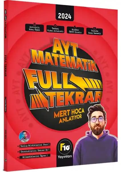 F10 Yayınları Mert Hoca AYT Matematik Full Tekrar Video Ders Kitabı Güncel İçeriklerle