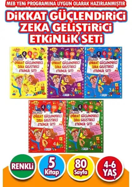 Harika Yayınları Çocuklar İçin Dikkat ve Zeka Geliştirici Etkinlik Seti 3-6 Yaş Eğitim Materyali