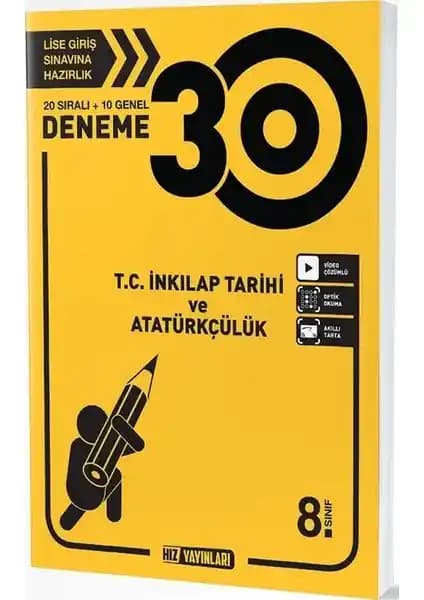 Hız Yayınları 8. Sınıf İnkılap Tarihi ve Atatürkçülük 30'lu Deneme Kaynağı