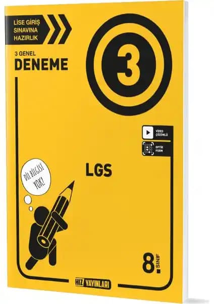 Hız Yayınları 8. Sınıf Tüm Dersler 3 Deneme Sınavı Güncel ve Güvenilir Kaynak