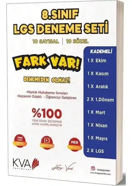 Koray Varol Akademi 8. Sınıf LGS Fark Var Deneme Seti ile Etkili Sınav Hazırlığı