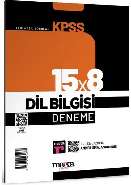 KPSS Dil Bilgisi 15x8 Deneme Tamamı Video Çözümlü - Güncel ve Pratik Sınav Hazırlık Kaynağı