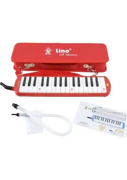 Lino Melodika 32 Tuşlu Kırmızı Çantalı Profesyonel ve Çocuklar İçin Uygun Müzik Enstrümanı