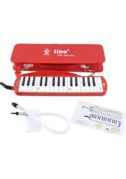 Lino Melodika 32K Çantalı Kırmızı - Hijyenik ve Dayanıklı Profesyonel Melodika