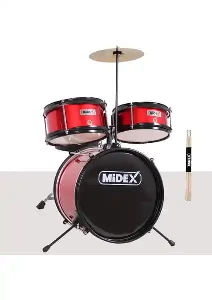 Midex CD300X-RD Akustik Çocuk Bateri Seti ile Eğlence ve Müzik Eğitimi