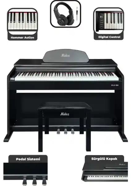 Midex PLX-190BK Siyah Dijital Piyano: Yüksek Kalite ve Fonksiyonellik Sunan Modern Tasarım