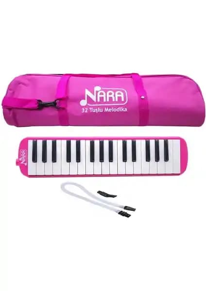 Nara Melodika 32 Tuşlu Bez Çanta Pembe Çocuklar İçin Eğlenceli ve Kullanışlı Müzik Enstrümanı
