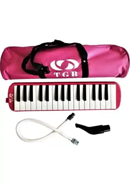 TGB Çantalı 32 Tuşlu Melodika TGB-002 Pembe Çocuklar İçin Müzik Eğitimi Enstrümanı