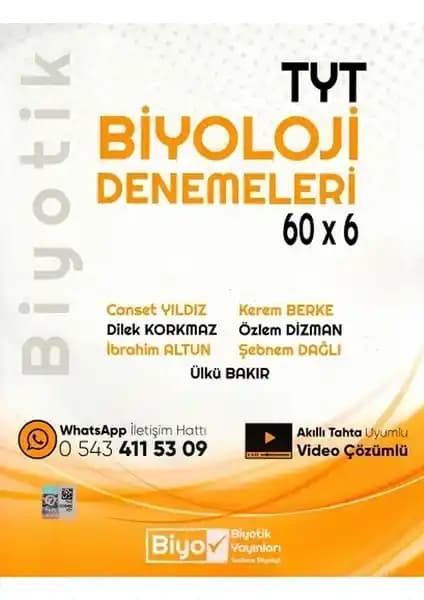 TYT Biyoloji Biyotik 60 x 6 Denemeleri Sınava Hazırlık İçin Kapsamlı Bir Kaynak