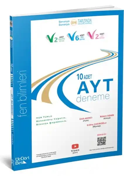 ÜçDörtBeş AYT Fen Bilimleri Deneme Seti 2024 Güncel ve Güvenilir Çalışma Kaynağı