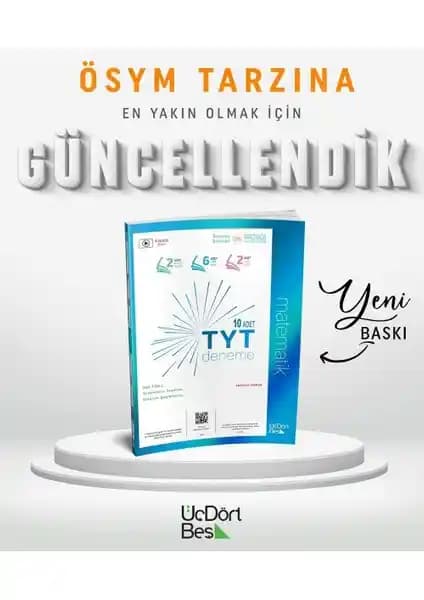 ÜçDörtBeş Yayınları TYT 12'li Matematik Deneme Seti Güncel ve Kullanışlı Eğitim Kaynağı