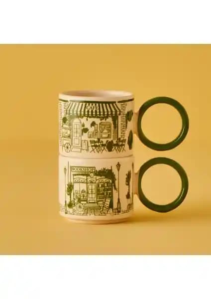 Bella Maison Scene 2'li Yeşil Kahve Fincanı Seti Estetik ve Fonksiyonellik ile Şıklık Sunar