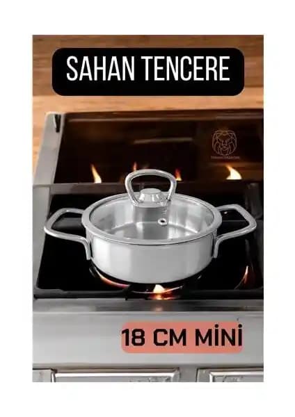 Cansa Kapaklı Sahan Tencere 18 cm paslanmaz çelik dayanıklı ve pratik kullanım sağlar