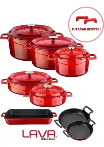 Lava Döküm Sekizli Tencere ve Tava Seti: Sağlıklı ve Dayanıklı Mutfak Gereçleri