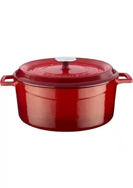 Lava Yuvarlak Döküm Trendy 28 cm Kırmızı Tencere Yüksek Kalite ve Dayanıklılık
