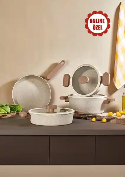 Lavonni 7 Parça Granit Tencere Seti ile Modern ve Dayanıklı Mutfak Gereçleri