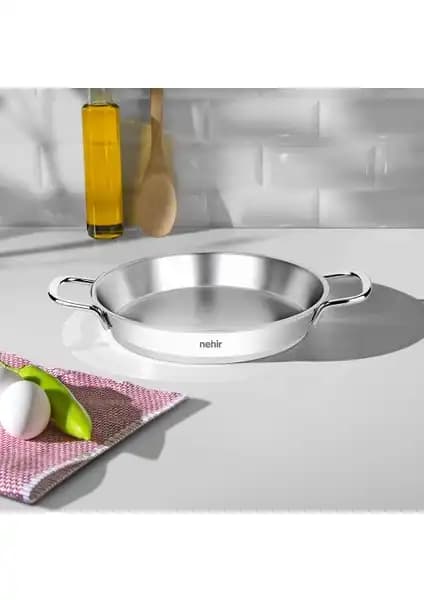 Nehir Silver Çelik Italyan Omlet Sahan 16 cm Kapaksız dayanıklı ve indüksiyon uyumlu mutfak gereci