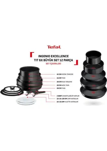 Tefal Titanyum 6X Ingenio Excellence 12 Parça Mutfak Seti Dayanıklı ve Çok Fonksiyonlu