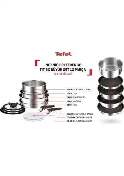 Tefal Titanyum 6X Ingenio Preference 12 Parça Mutfak Seti Dayanıklılık ve Fonksiyonellik Sunar