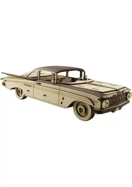3D Ahşap Chevrolet Impala 1959 Maketi Detaylı Montaj Kılavuzlu ve Boyanabilir Tasarım