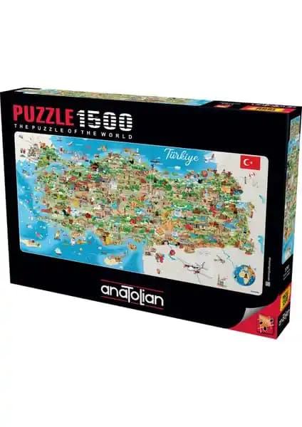 Anadolu 1500 Parçalık Türkiye Haritası Puzzle Detaylı ve Eğlenceli Bir Zihin Geliştirici Araç