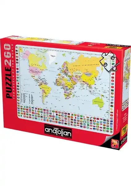Anadolu 260 Parça XL Dünya Haritası Puzzle - Eğlence ve Beyin Gelişimi İçin Uygun