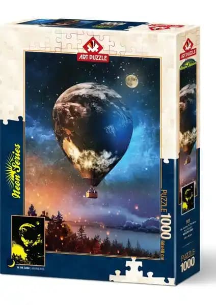 Art Puzzle Ay'a Yolculuk Neon Efektli 1000 Parça Puzzle Modern Dekorasyon ve Zihin Egzersizi İçin