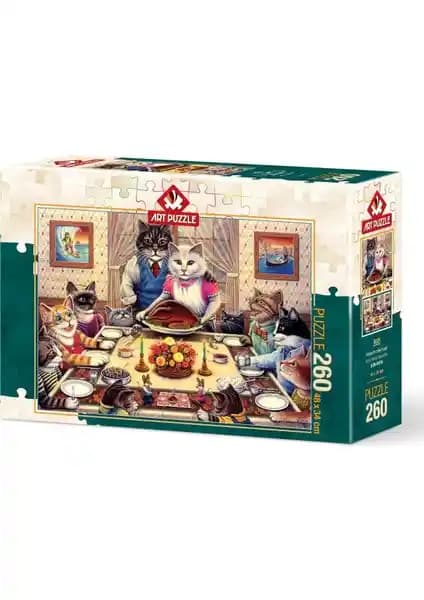 Art Puzzle Kedi Ailesi Ziyafette 260 Parça Puzzle Detaylı ve Eğitici Bir Zeka Oyunu