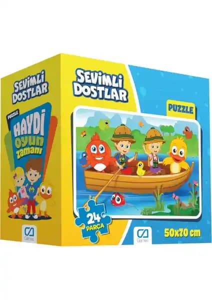 Çocuklar İçin Güvenli ve Eğitici 24 Parça Yer Puzzle Seti Sevimli Dostlar Teması