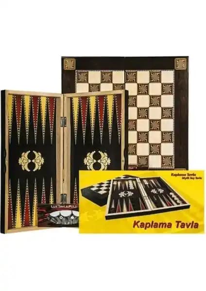 Eser Orta Boy Kaplama Ahşap Tavla ve Dama Seti Modern Tasarımla Dayanıklı Oyun Keyfi