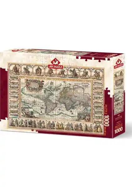 Eski Dünya Haritası Temalı 1000 Parça Puzzle - Koleksiyon ve Hobi İçin Uygun