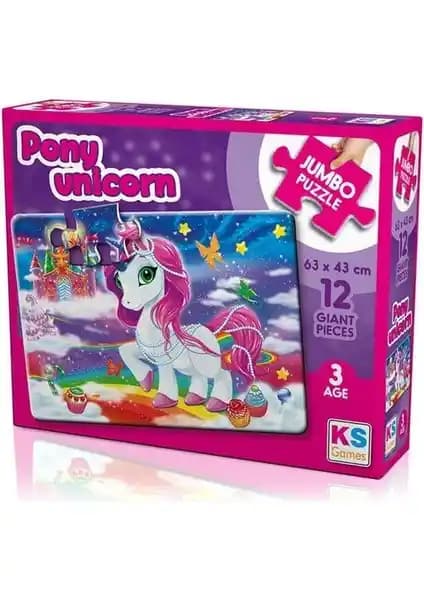 KS Games Pony Unicorn 12 Parça Jumbo Boy Puzzle Çocuklar İçin Eğlenceli ve Eğitici Oyun Seçeneği