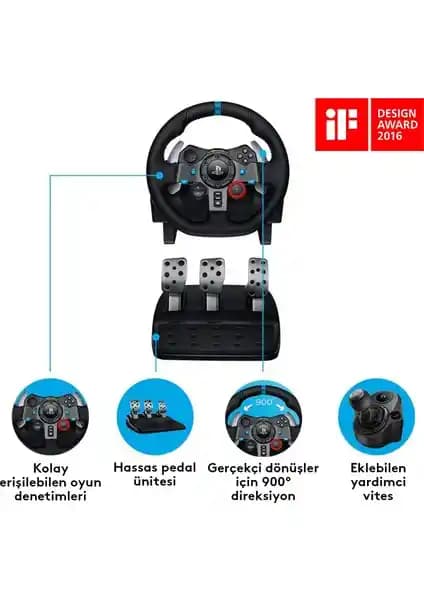 Logitech G G29 Yarış Direksiyonu PS5, PS4 ve PC Uyumlu Dayanıklı Tasarım
