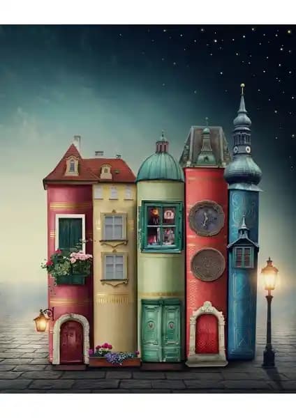 Nova Puzzle 1000 Parça Geceyi Aydınlatan Kitaplar Puzzle - Sanatsal ve Dayanıklı Koleksiyon Ürünü