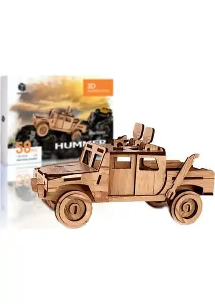 Pershang Hummer Araba 3D Puzzle 58 Parça Ahşap Çocuk Gelişim Oyuncağı