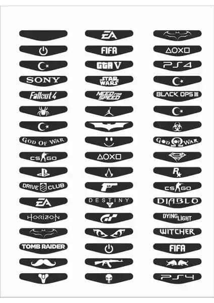 StickerMarket Dualshock Light Bar Siyah Sticker Seti ile PS4 Kontrolünüzü Şık ve Koruyucu Hale Getirin