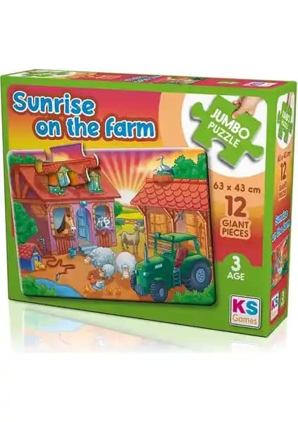 Sunrise On The Farm Jumbo Puzzle 12 Parça Çocuklar ve Yetişkinler İçin Eğitici Oyun