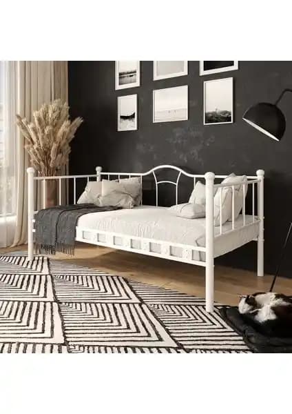 Argimo Kamelya Sedir Metal Karyola 90x190 Beyaz ile Unimet Alchera Daybed Siyah Kıyaslama
