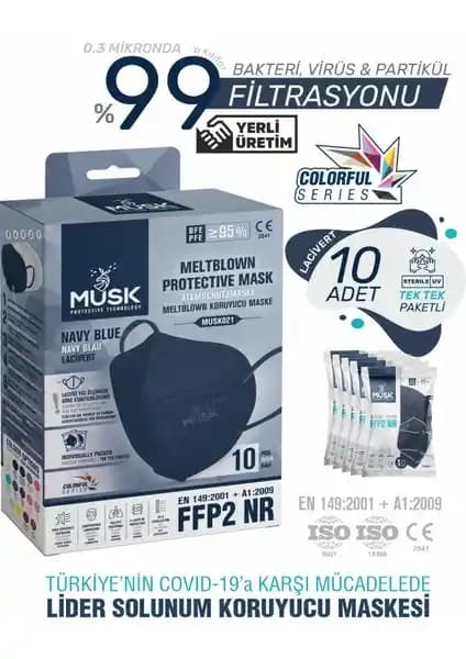 Musk FFP2/N95 Lacivert vs Musk KF94 FFP2 Maske 10 Adet: Filtrasyon, Uyum ve Standartlar