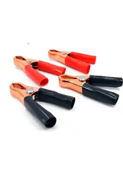 Adam Mini Akü Takviye Pense Seti Bakır Kaplama, 4 Parça Kırmızı/Siyah, 8.5 cm