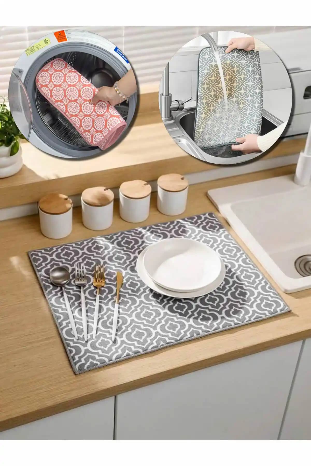 ARVALE Desenli Kurutma Matı: Nano Teknoloji ile Su Emme, Koku ve Nem Kontrolü