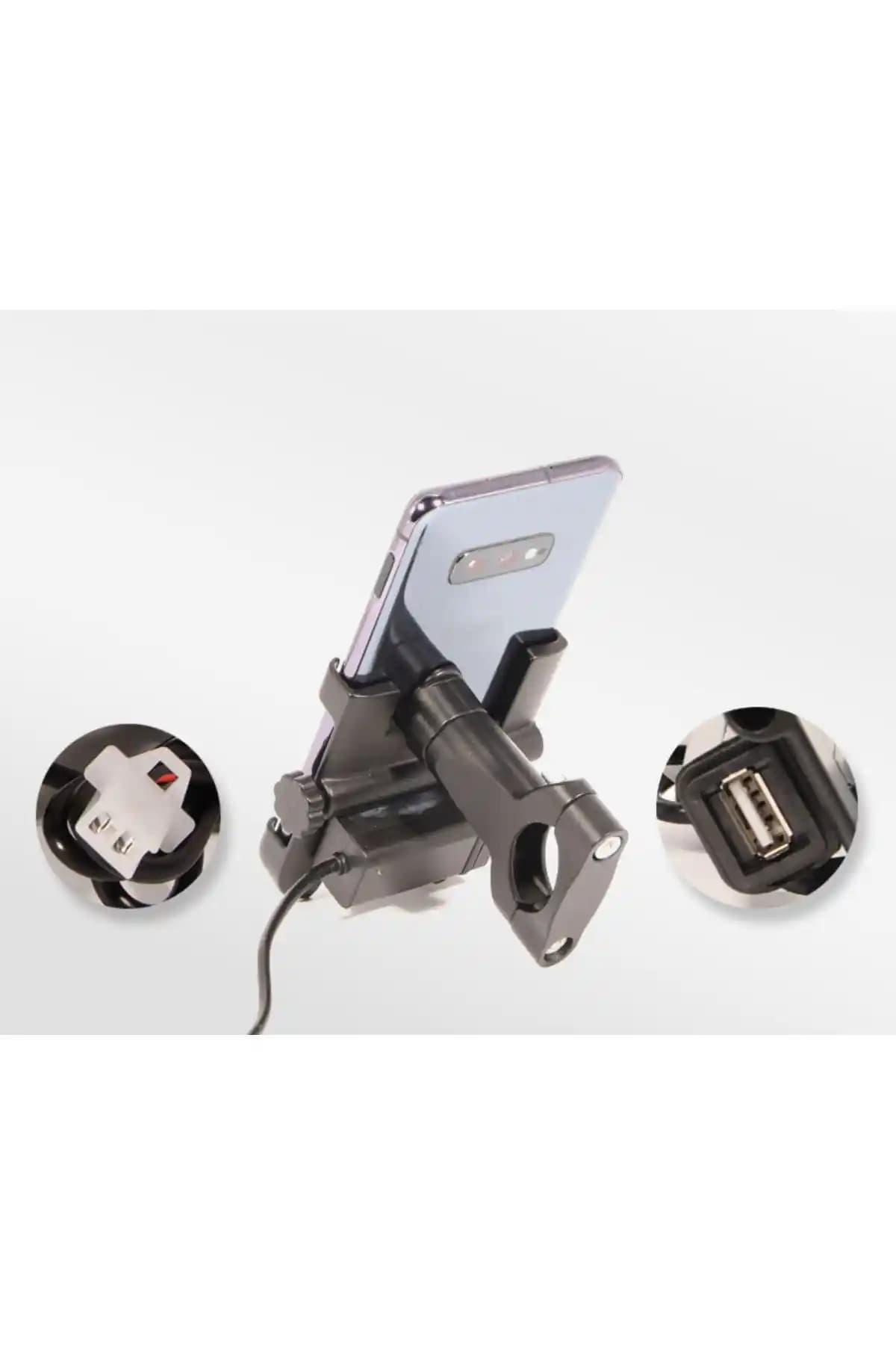 Asua 360° Ayarlanabilir Gidon Tutucusu: Akü Şarjlı Metal Gövdeyle Telefon Tutucu