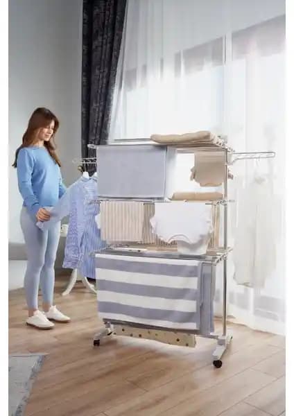 Ceraware Üç Katlı Çamaşırlık Kurutmalık Askısı: Ayarlanabilir Raflar ve 20 kg Kapasite