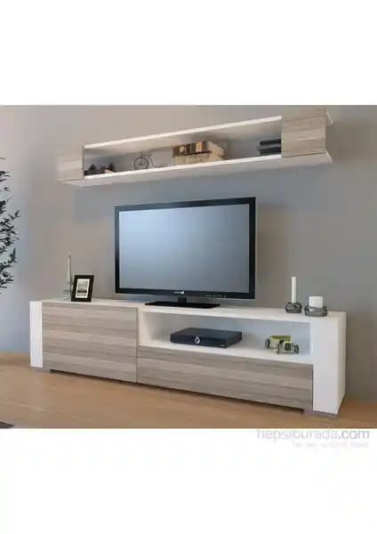 Decorotika Arya TV Ünitesi Beyaz Cordoba – 180 cm genişlik, demonte kurulum, 2 yıl garanti