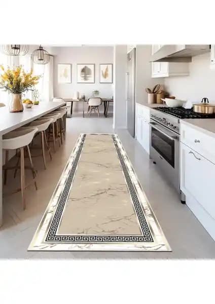 Fera Halı: Makinede Yıkanabilir, Kaymaz Tabanlı ve Leke Tutmaz Geometrik Desenli Halı